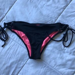 PINK Black Cheeky Bikini Bottoms